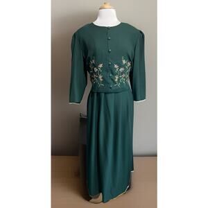 Vintage Kari's Korner Hunter Green Modest Amish Tie Back Vest Dress Women's 18W